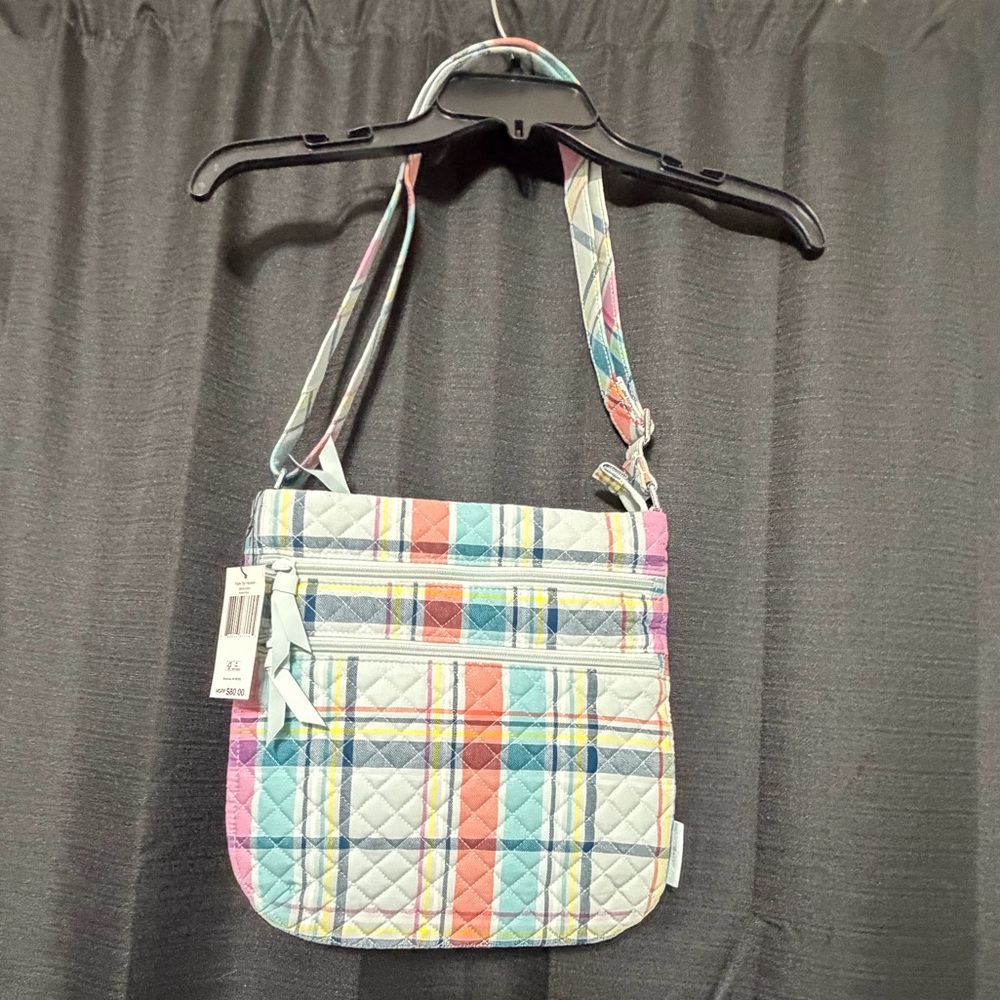Vera Bradley Plaid Quilted Triple Zip Crossbody Bag